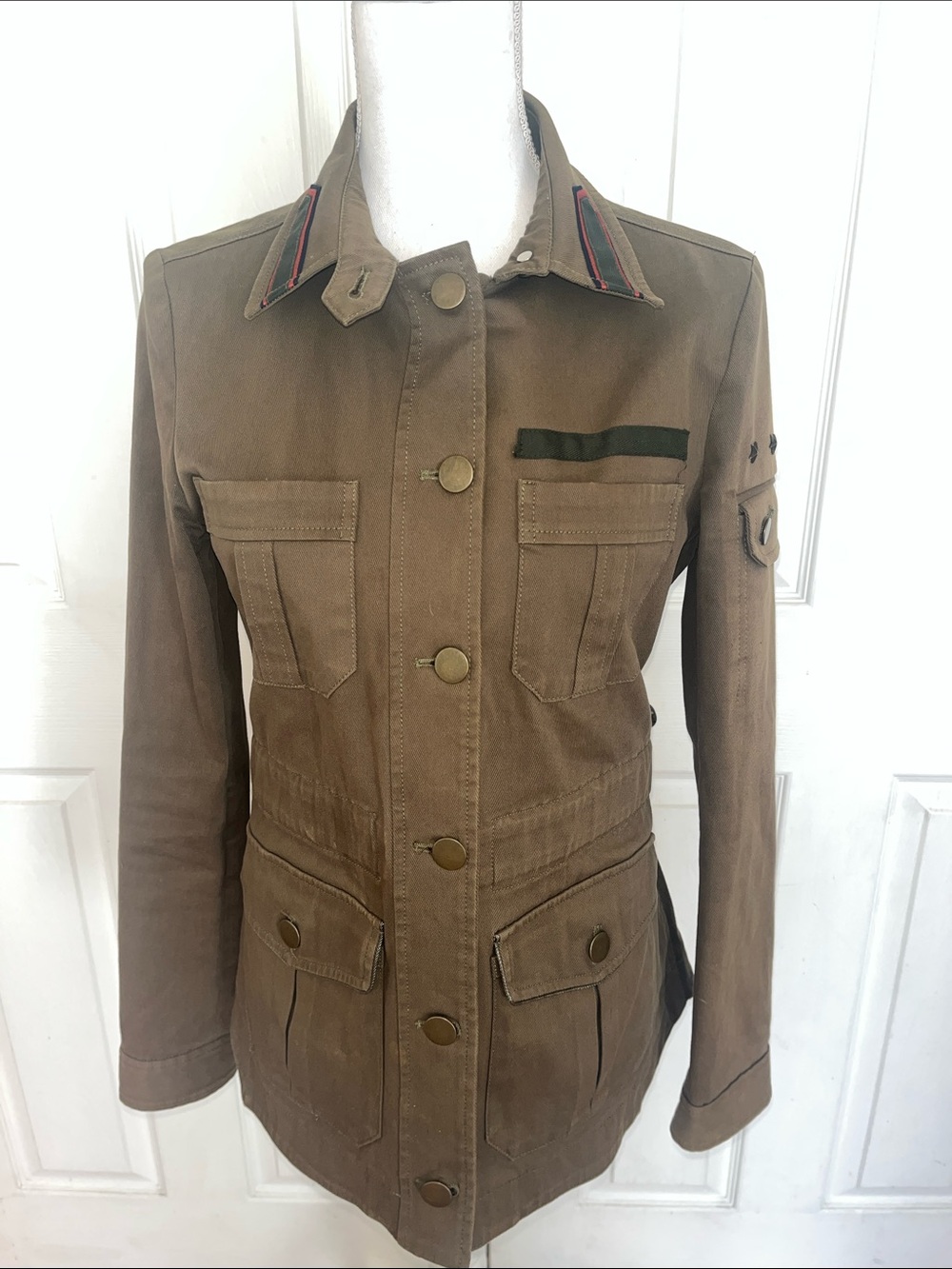 Veronica Beard military jacket fitted utility army